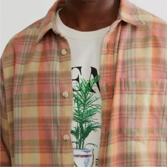 Urban Outfitters | BDG Vintage Core Flannel Buttondown Shirt New Orange Plaid - Picture 3 of 8